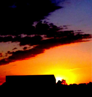 sunset at farm at Dakota Stables